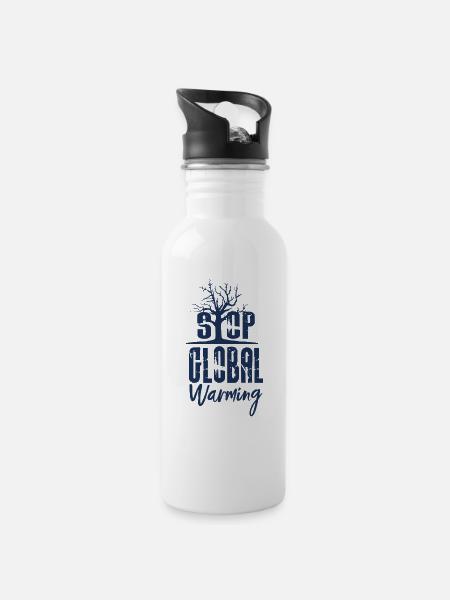 Climate change - Water bottle with straw - white
