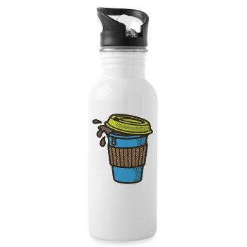 Coffee to go Becher - Trinkflasche mit integriertem Trinkhalm - Weiß - Rechts