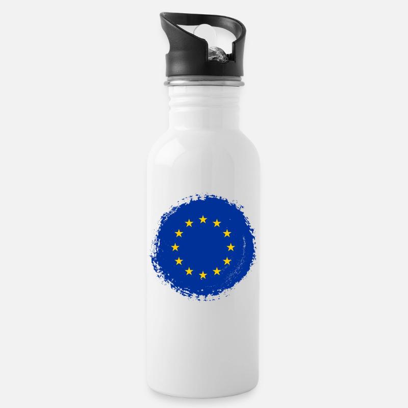 Europa Europäische Union EU Farbklecks - Trinkflasche mit integriertem Trinkhalm - Weiß
