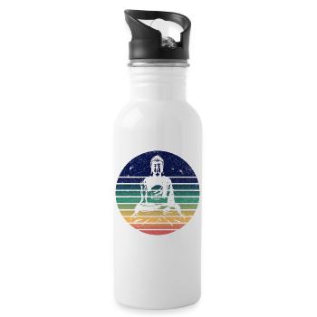 Buddha Yoga Meditation retro vintage Geschenk - Trinkflasche mit integriertem Trinkhalm - Weiß - Rechts