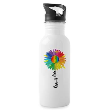 Liebe ist Liebes-Sonnenblume - Trinkflasche mit integriertem Trinkhalm - Weiß - Rechts