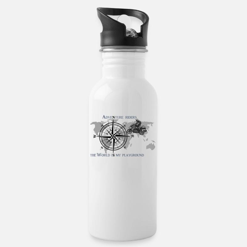 Abenteuerreisen GS - Trinkflasche mit integriertem Trinkhalm - Weiß