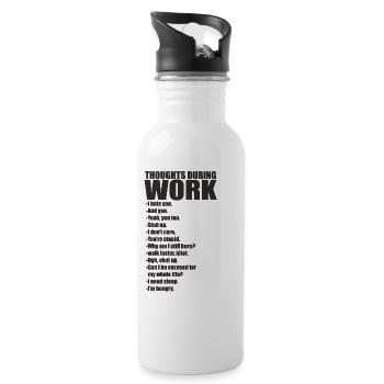 Büro Arbeit Gedanken - Trinkflasche mit integriertem Trinkhalm - Weiß - Rechts