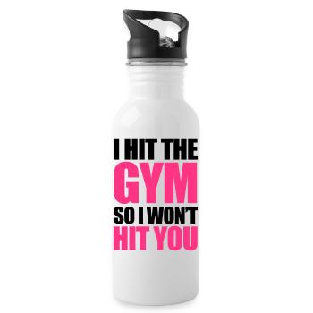 Gym - Trinkflasche mit integriertem Trinkhalm - Weiß - Rechts