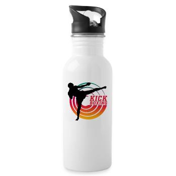 KICKBOXING - Kick Boxer - Trinkflasche mit integriertem Trinkhalm - Weiß - Rechts