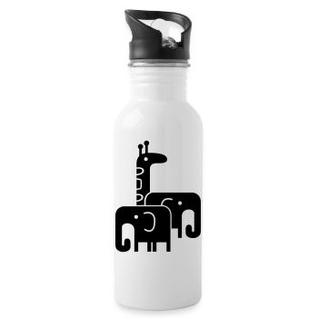 cute animals - Water bottle with straw - white - Right