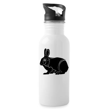 Kaninchen Hase - Trinkflasche mit integriertem Trinkhalm - Weiß - Rechts