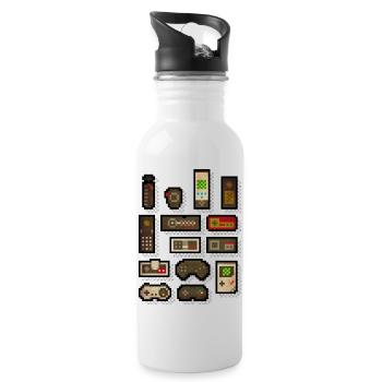 pixelcontrol - Trinkflasche mit integriertem Trinkhalm - Weiß - Rechts