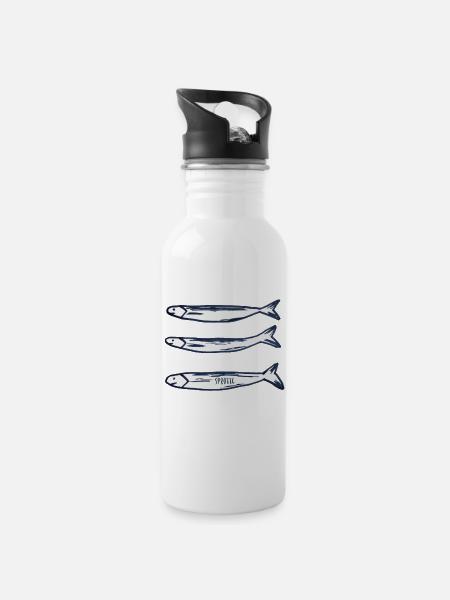 Sprotte - Trinkflasche mit integriertem Trinkhalm - Weiß