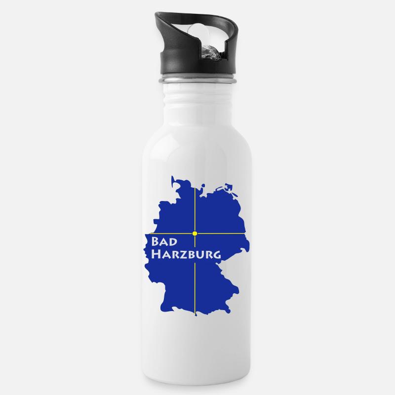 bad_harzburg - Trinkflasche mit integriertem Trinkhalm - Weiß