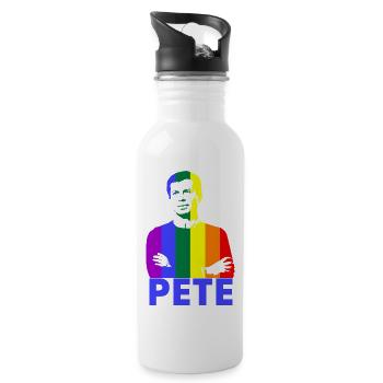 Pete Lgbt - Trinkflasche mit integriertem Trinkhalm - Weiß - Rechts