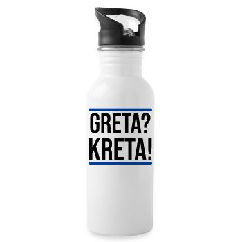Greta Kreta Griechenland Insel Urlaub Geschenk - Trinkflasche mit integriertem Trinkhalm - Weiß - Rechts