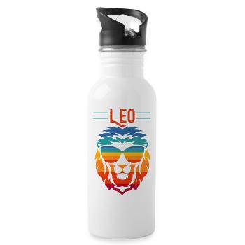 Leo Zodiac - Water bottle with straw - white - Right