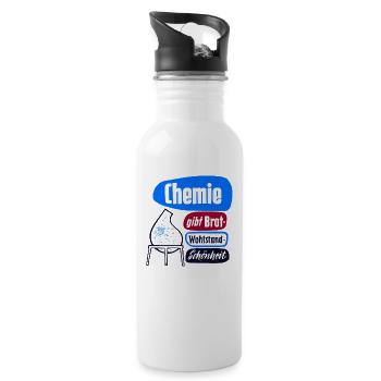 DDR CHEMIE VEB Propaganda Retro Industrie Design - Water bottle with straw - white - Right