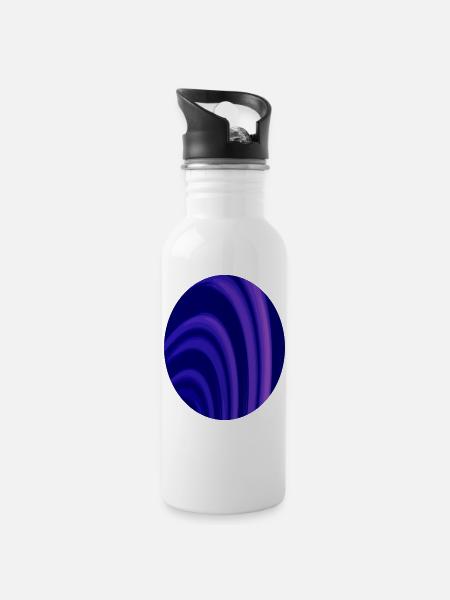 Fractal rings oval - Water bottle with straw - white