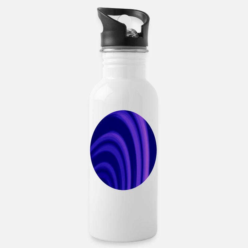 Fraktal Ringe Oval - Trinkflasche mit integriertem Trinkhalm - Weiß