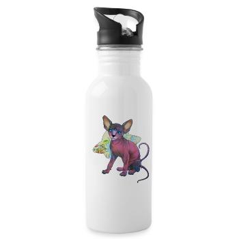 alien cat - Water bottle with straw - white - Right