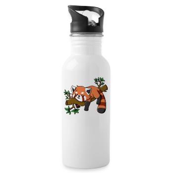Roter Panda Pandabär Bär Großer Lustiger Süßer Rot - Trinkflasche mit integriertem Trinkhalm - Weiß - Rechts