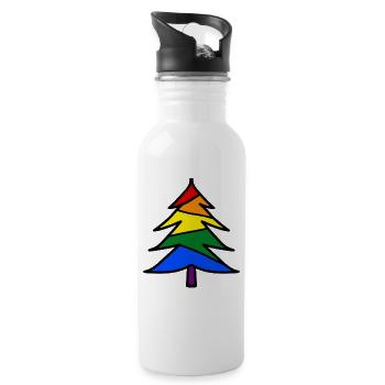 Weihnachten Xmas Dezember Winter LGBT Pride - Trinkflasche mit integriertem Trinkhalm - Weiß - Rechts