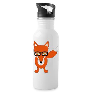 fuchs mit brille - Trinkflasche mit integriertem Trinkhalm - Weiß - Rechts
