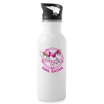 Hail Satan Unicorn - Trinkflasche mit integriertem Trinkhalm - Weiß - Rechts