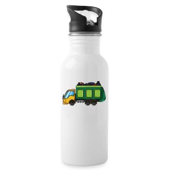 Garbage truck Garbage truck Garbage truck Müllmann Abfall - Water bottle with straw - white - Right