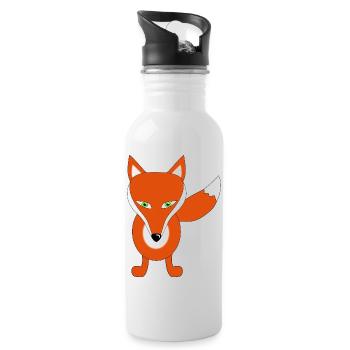 fuchs tier lustig - Trinkflasche mit integriertem Trinkhalm - Weiß - Rechts