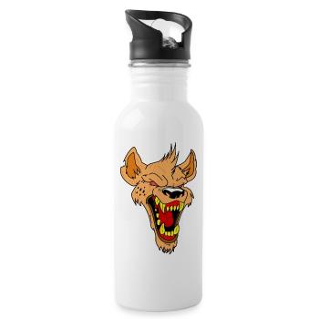 Fou loup tête idée cadeau vecteur - Gourde avec paille intégrée - blanc - Droite
