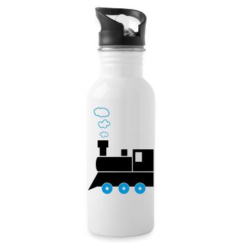 lokomotive_02 - Trinkflasche mit integriertem Trinkhalm - Weiß - Rechts