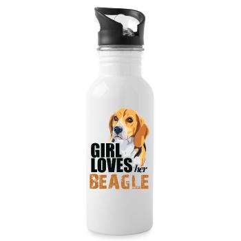 thIs gIrl loves her beagle - Water bottle with straw - white - Right