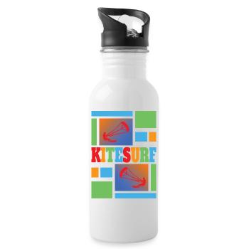Kite Surfing - Kitesurfen - Kitesurf - Trinkflasche mit integriertem Trinkhalm - Weiß - Rechts