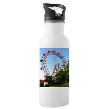 WIener Riesenrad im Prater in Wien Leopoldstadt - Trinkflasche mit integriertem Trinkhalm - Weiß - Rechts