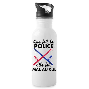 Elle fait quoi la Police... - Gourde avec paille intégrée - blanc - Droite