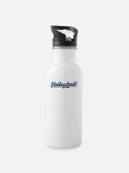 Volley-ball - Gourde avec paille intégrée - blanc