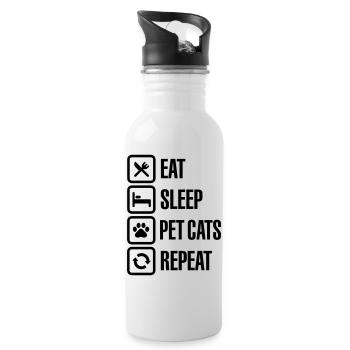 Eat Sleep Pet cats Repeat - Water bottle with straw - white - Right
