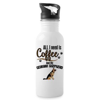 All I need is Coffee and my German Shepherd - Water bottle with straw - white - Right