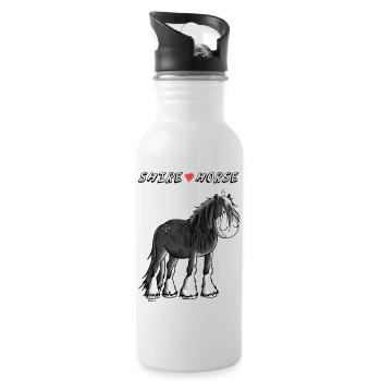 Da steht ein Shire Horse - Trinkflasche mit integriertem Trinkhalm - Weiß - Rechts