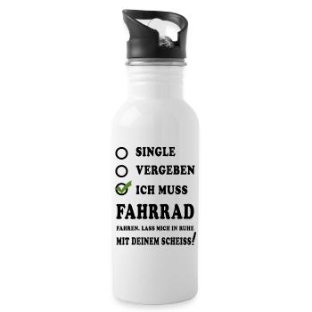 Fahrrad Spruch Geschenkidee Lustige Sprüche - Trinkflasche mit integriertem Trinkhalm - Weiß - Rechts