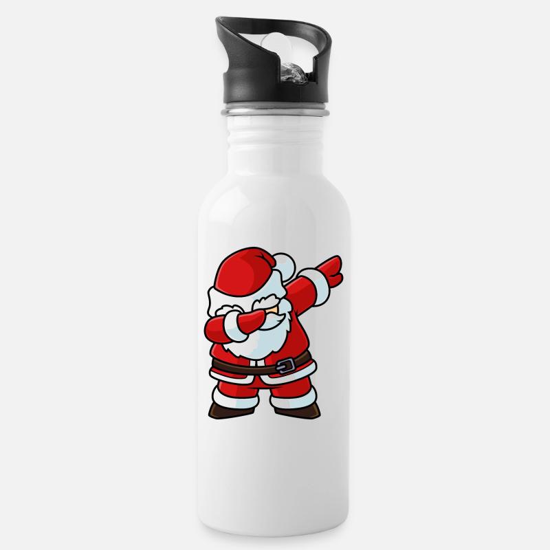 Dab Santa - Trinkflasche mit integriertem Trinkhalm - Weiß