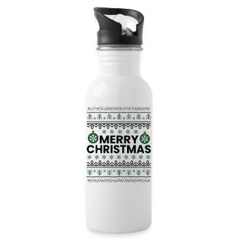 Christmas saying Funny Christmas - Water bottle with straw - white - Right