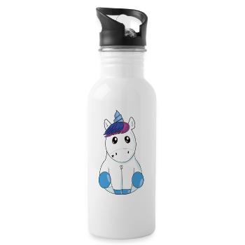 Unicorn Matroschka Einhorn süß матрёшка единорог - Trinkflasche mit integriertem Trinkhalm - Weiß - Rechts