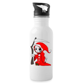 Grim Reaper Santa Claus Christmas Gift Idea - Water bottle with straw - white - Right