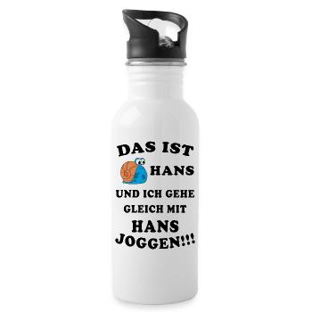 Das ist Hans Schnecke Joggen Geschenkidee - Trinkflasche mit integriertem Trinkhalm - Weiß - Rechts