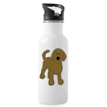 Idée cadeau chiot chien chiot mignon mignon - Gourde avec paille intégrée - blanc - Droite