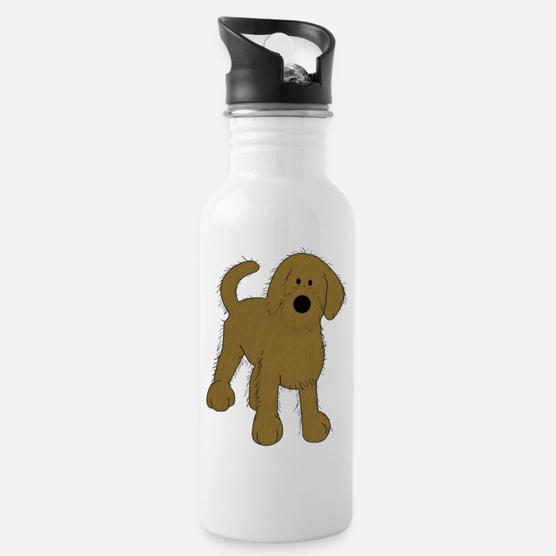 Hündchen der Hund Kinder Geschenkidee süß niedlich - Trinkflasche mit integriertem Trinkhalm - Weiß