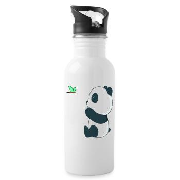 Süßer Baby Panda mit einem Schmetterling - Trinkflasche mit integriertem Trinkhalm - Weiß - Rechts