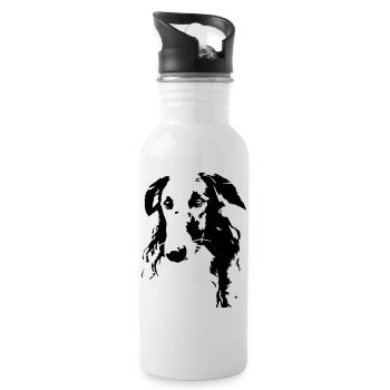 Borzoi head - Water bottle with straw - white - Right