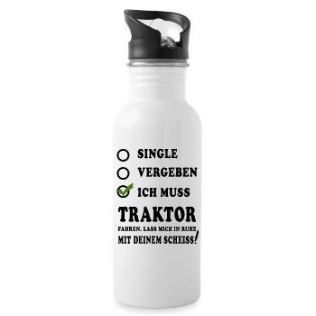 Traktor Spruch Geschenkidee lustige Sprüche - Trinkflasche mit integriertem Trinkhalm - Weiß - Rechts