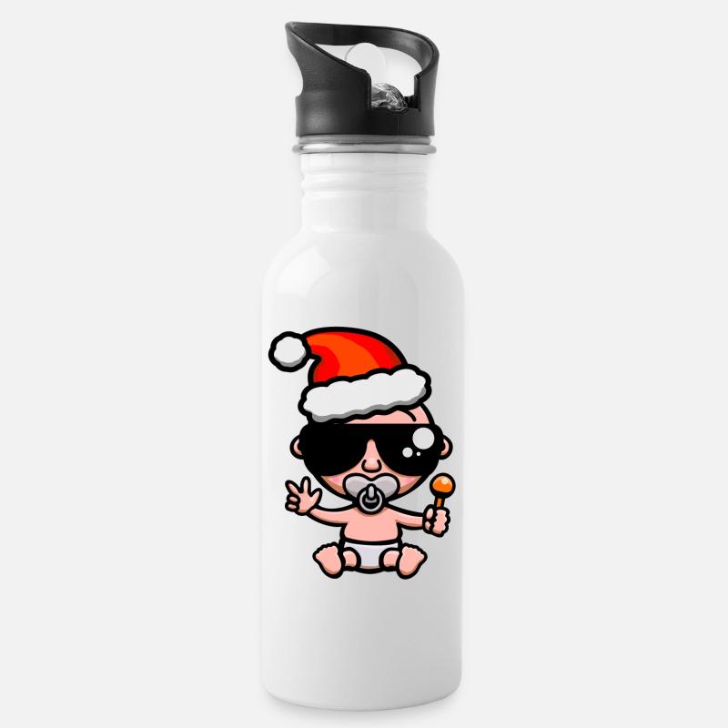 Baby Cool Weihnachten - Trinkflasche mit integriertem Trinkhalm - Weiß