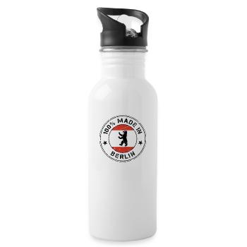 Berlin Geburt Baby Berliner Bär Brandenburger Tor - Trinkflasche mit integriertem Trinkhalm - Weiß - Rechts